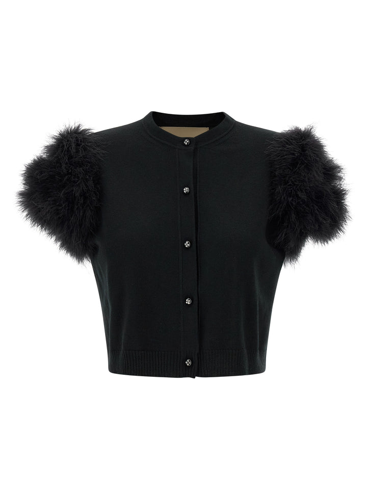 Valentino Garavani Valentino Garavani Feathered Knit Cardigan Sweaters and Cardigans - Black | bd959308b05e52ccc1b31171c35d5cf8c9525b0c