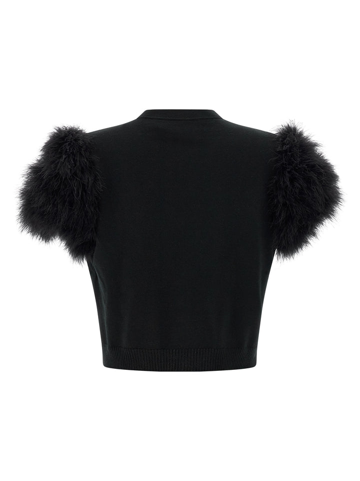 Valentino Garavani Valentino Garavani Feathered Knit Cardigan Sweaters and Cardigans - Black | a1a749572abb236c043704821966aeb502286106