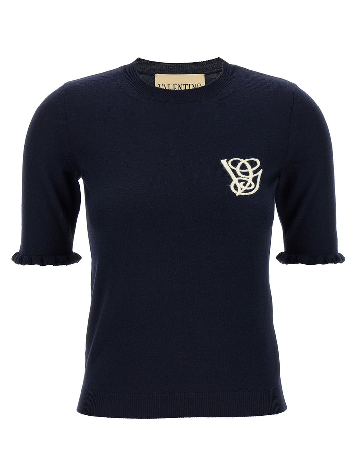 Valentino Garavani Valentino Garavani Vg Embroidery Top Tops - Blue | bbe1018dbd843c4d7b44541435f83a80beadbd00