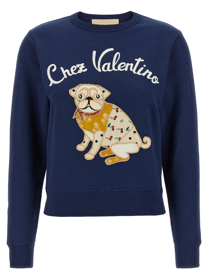 Valentino Garavani Chez Valentino Sweatshirt - Blue | 79b1de78fe0c9b4b4d33ef8fafe9d48d2e8dbc7a