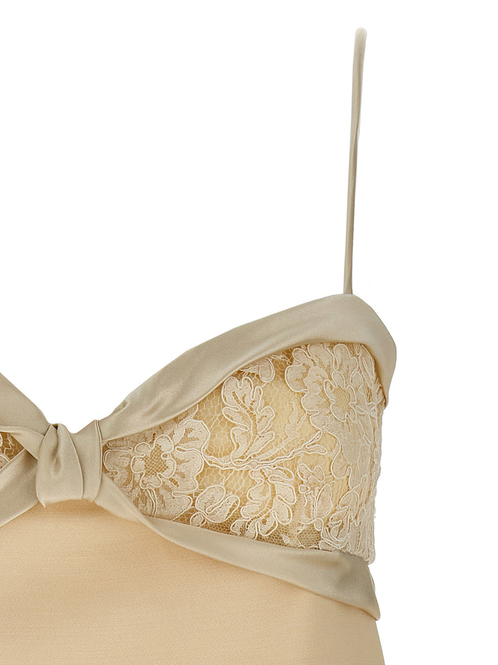 Valentino Garavani Valentino Garavani Pleated Ruffles Dress Dresses - Beige | 6115e323e41655488625d5c553a8ed1999c9f754