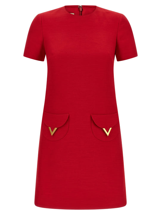 Valentino Garavani V Gold Dress Dresses Red
