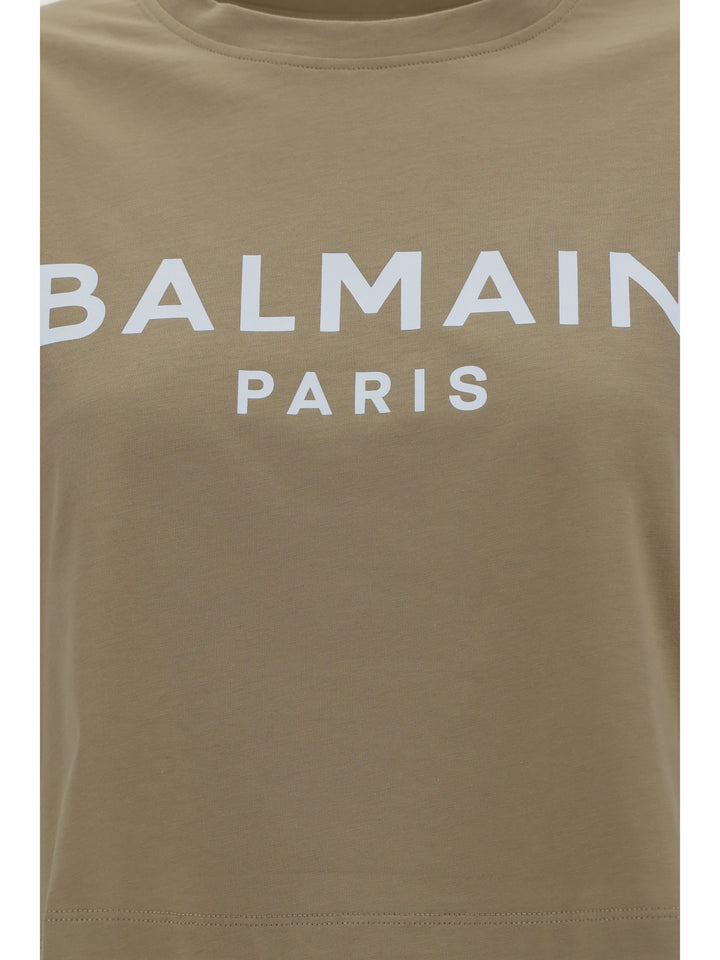 BALMAIN PRINTED CROPPED T-SHIRT