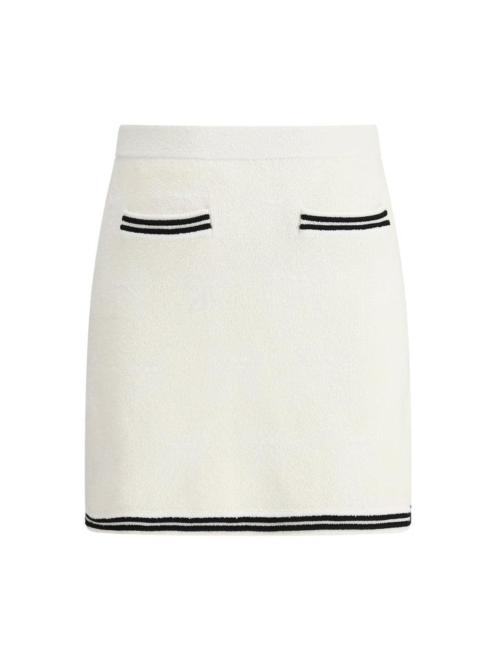 CREAM BOW JACQUARD MINI SKIRT