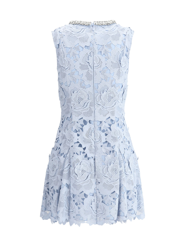 BLUE FLOWER LACE MINI DRESS