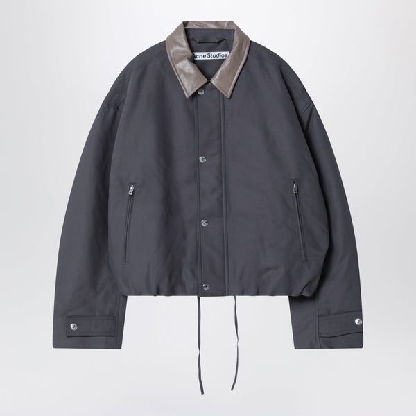 Carbon Grey Bomber Jacket In Organic Cotton Satin