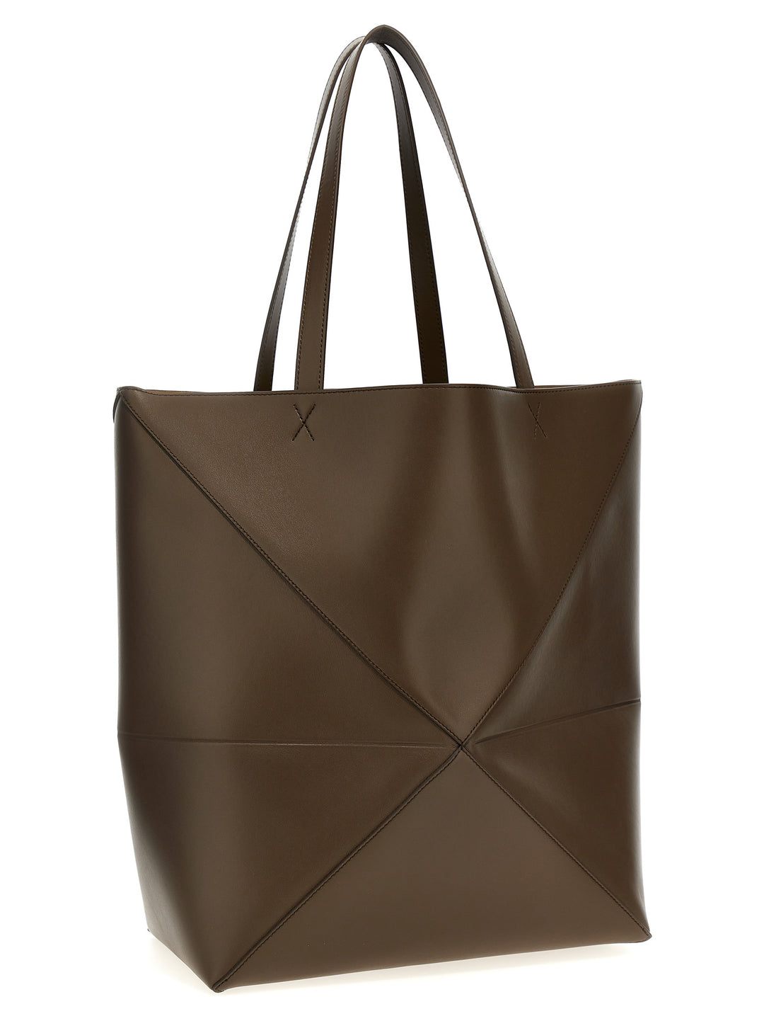 Large Puzzle Fold Tote Bag Brown