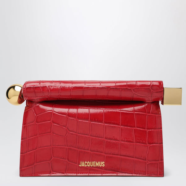 La Pochette Rond Carré Red Leather Clutch