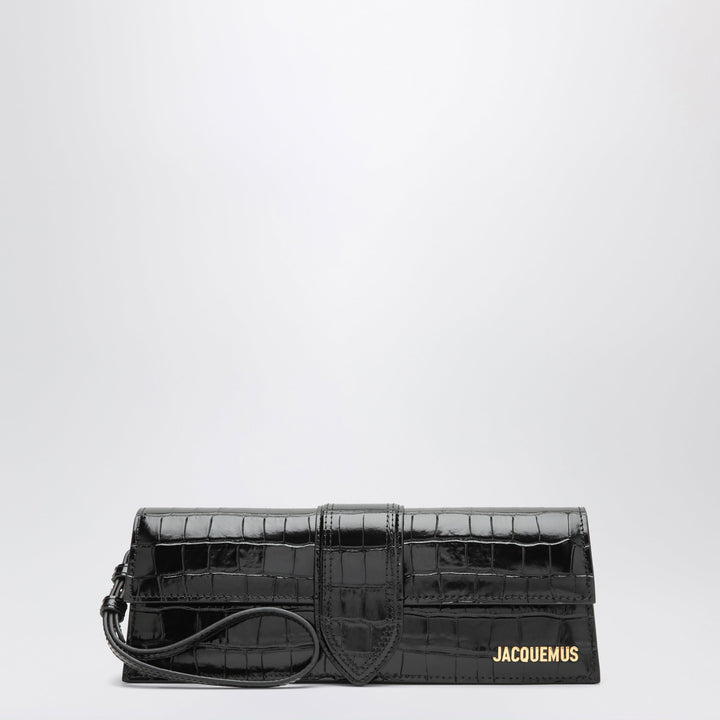 Jacquemus Black Le Bambino Pouch In Crocodile-Effect Leather