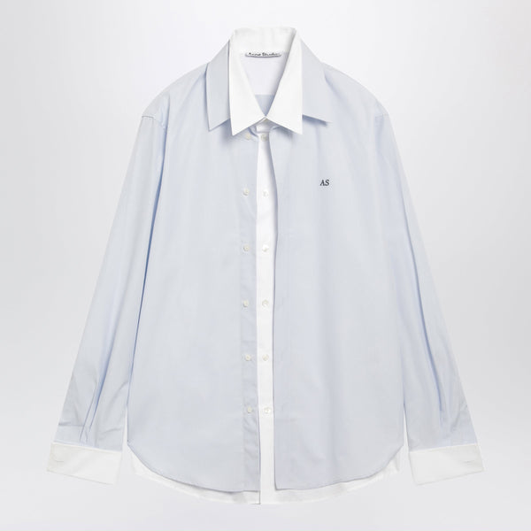 Layered Poplin Button-Up Shirt Blue/White