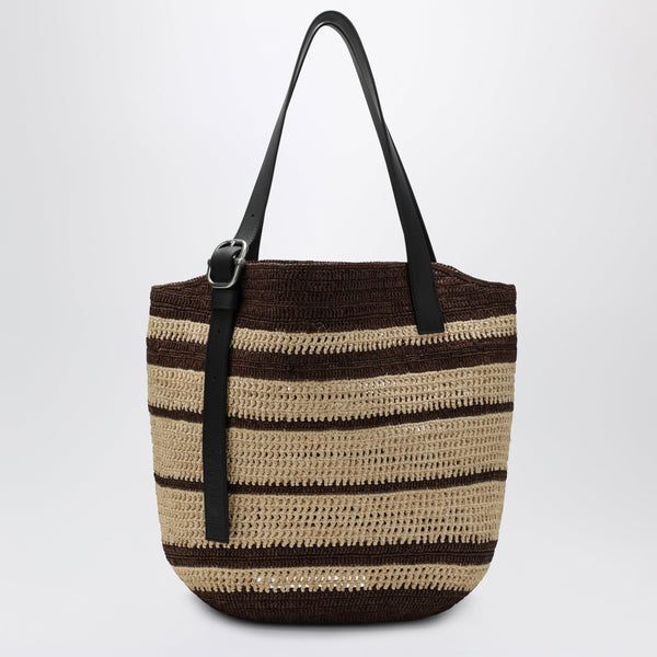 Loop Bag In Chocolate/Natural Striped Raffia