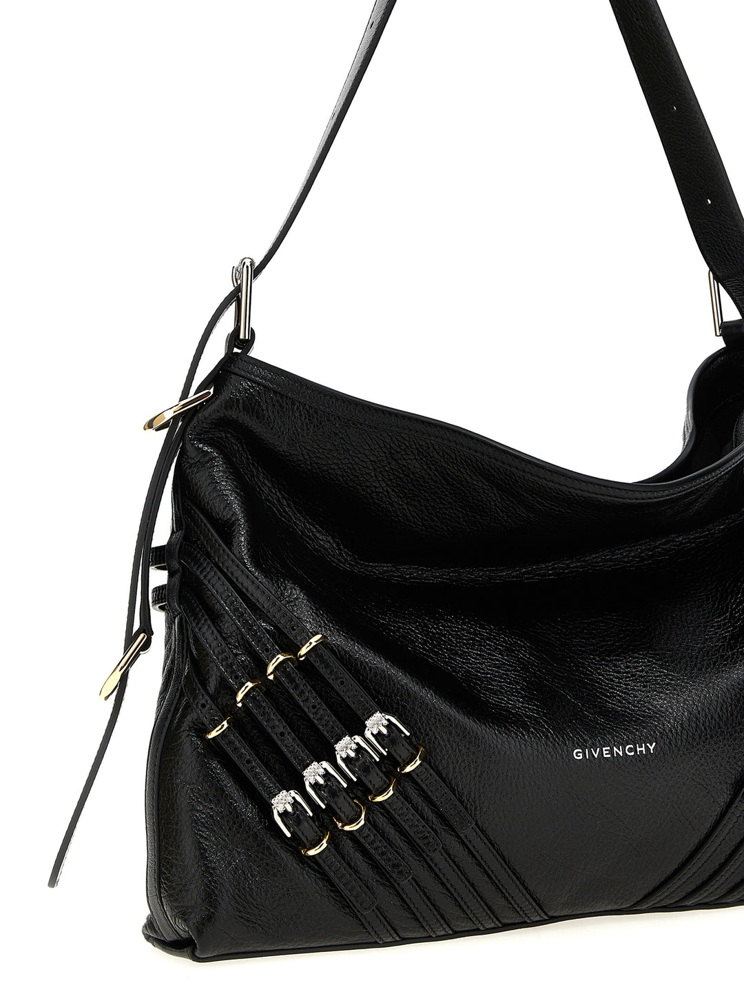 Givenchy Voyou Buckles Shoulder Bags - Black | 7b4c487ed75def1c4055a6a5e80587fe9e5e5eca
