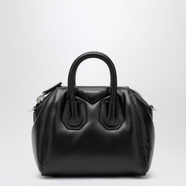Antigona Mini Leather Tote Bag In Black