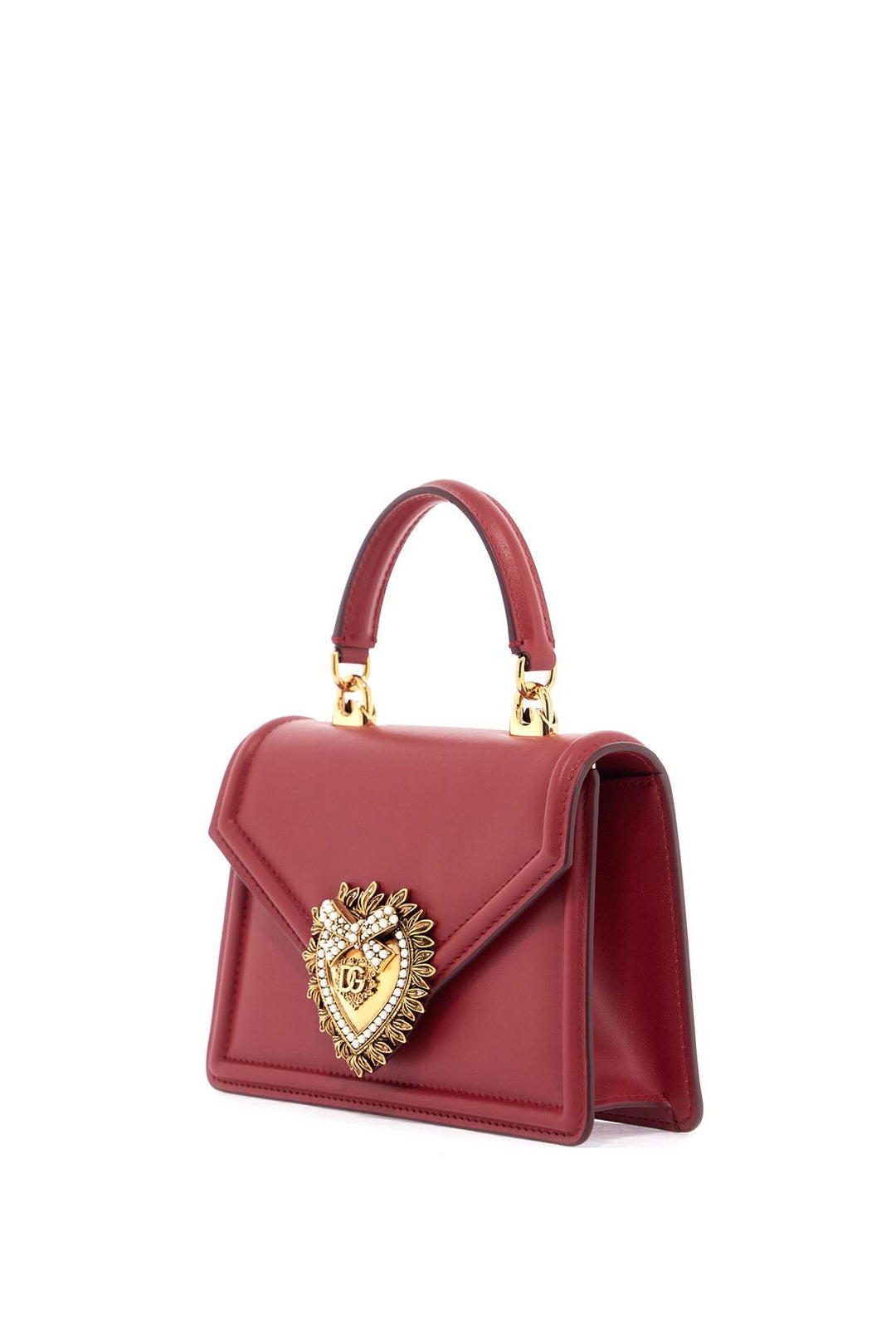 Red Poppy Leather Shoulder And Crossbody Bag With Heart Motif