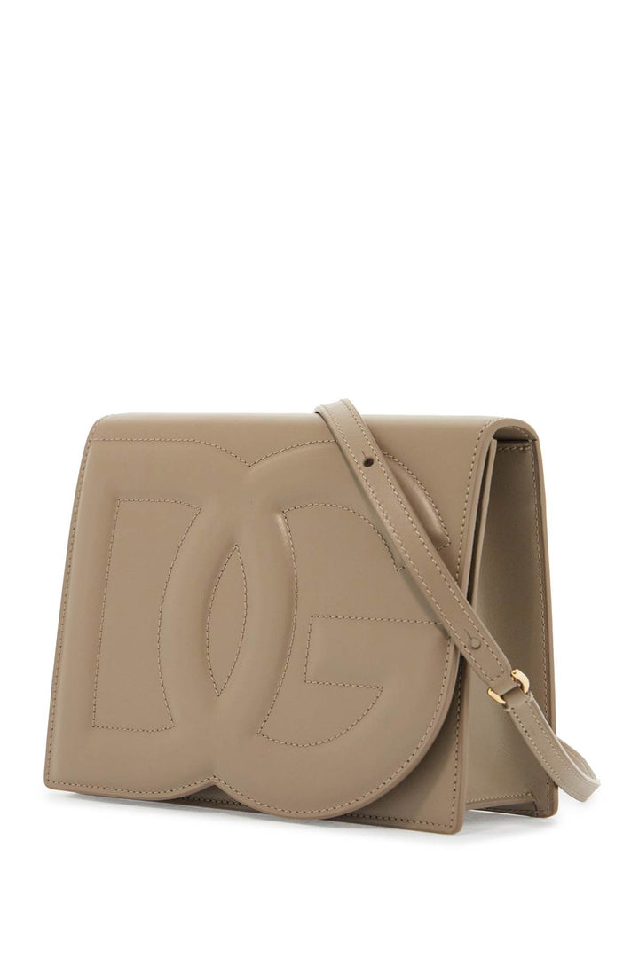 Taupe Calfskin Crossbody Bag With Adjustable Strap