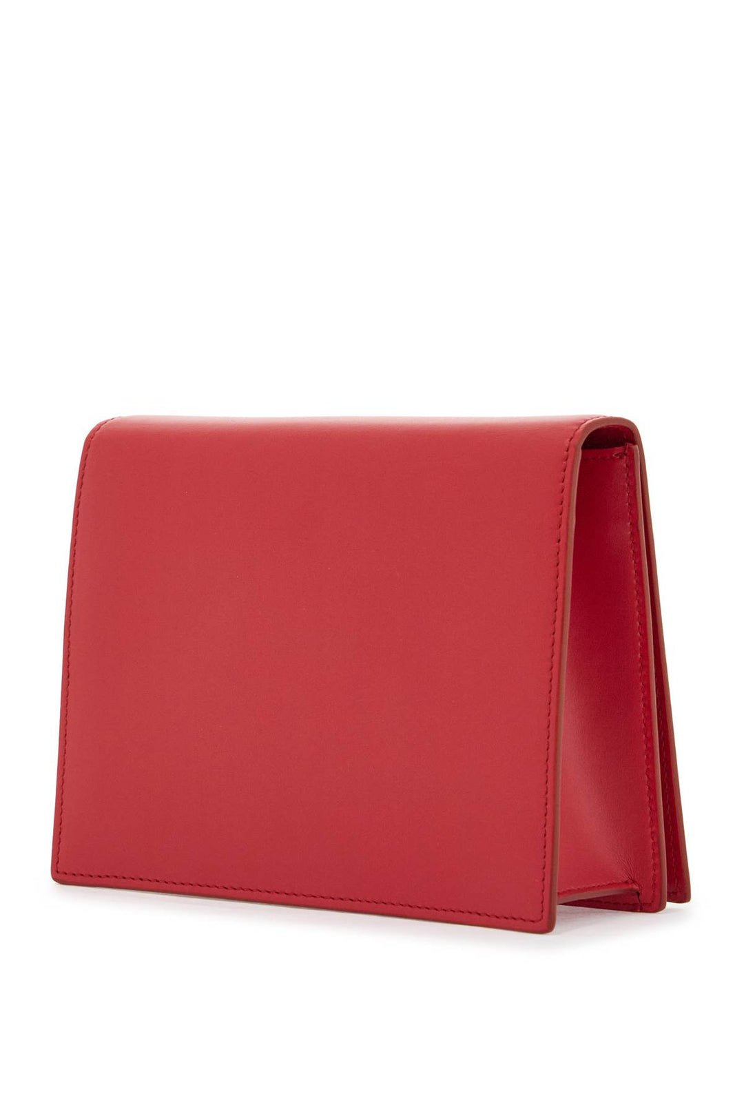 Red Calfskin Shoulder Bag With 3 D Logo