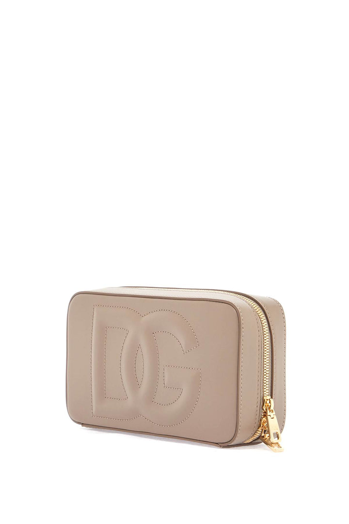 Taupe Leather Shoulder Bag With Gold Zip