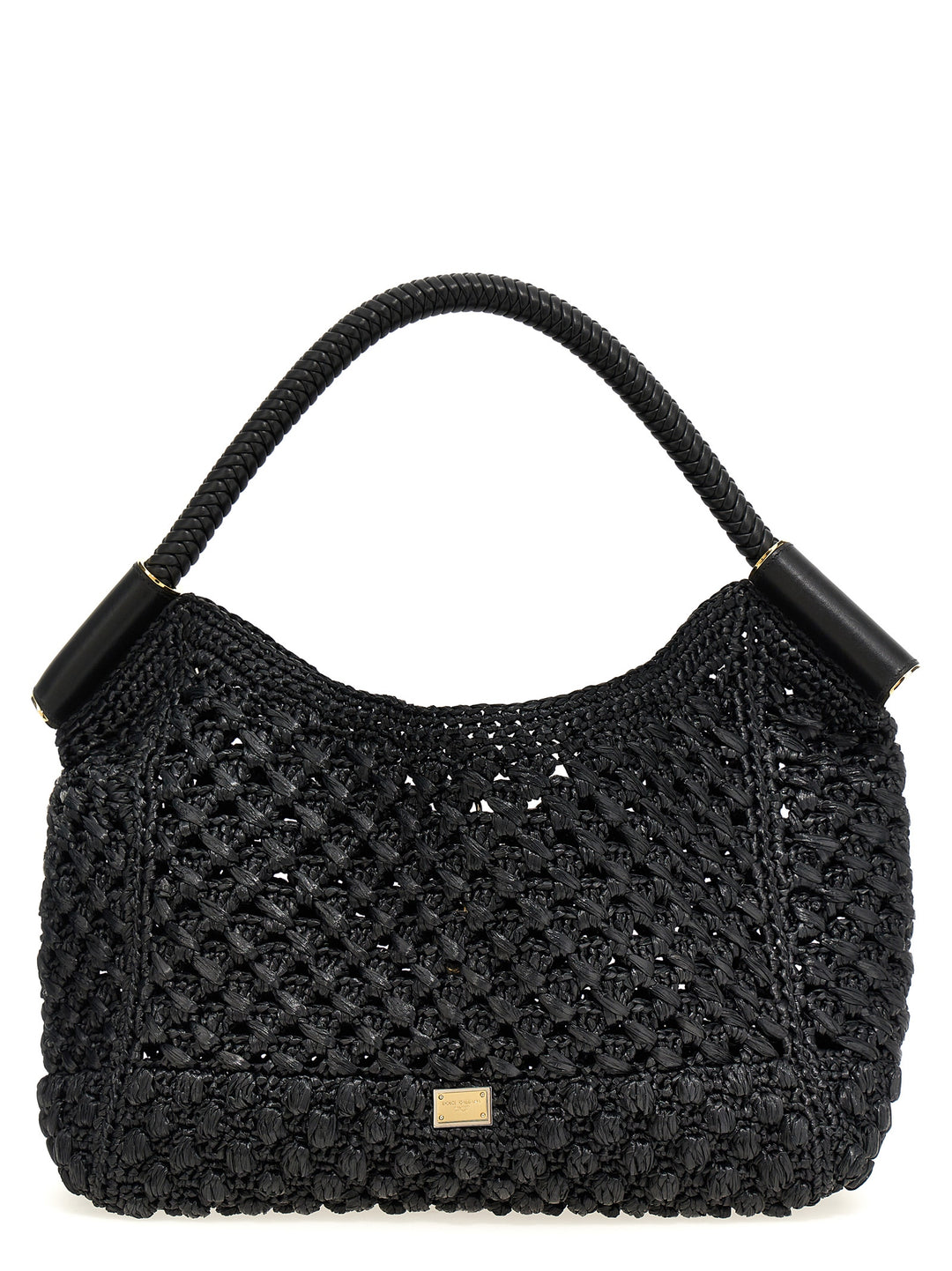 Raffia Shopping Bag Tote Bag Black