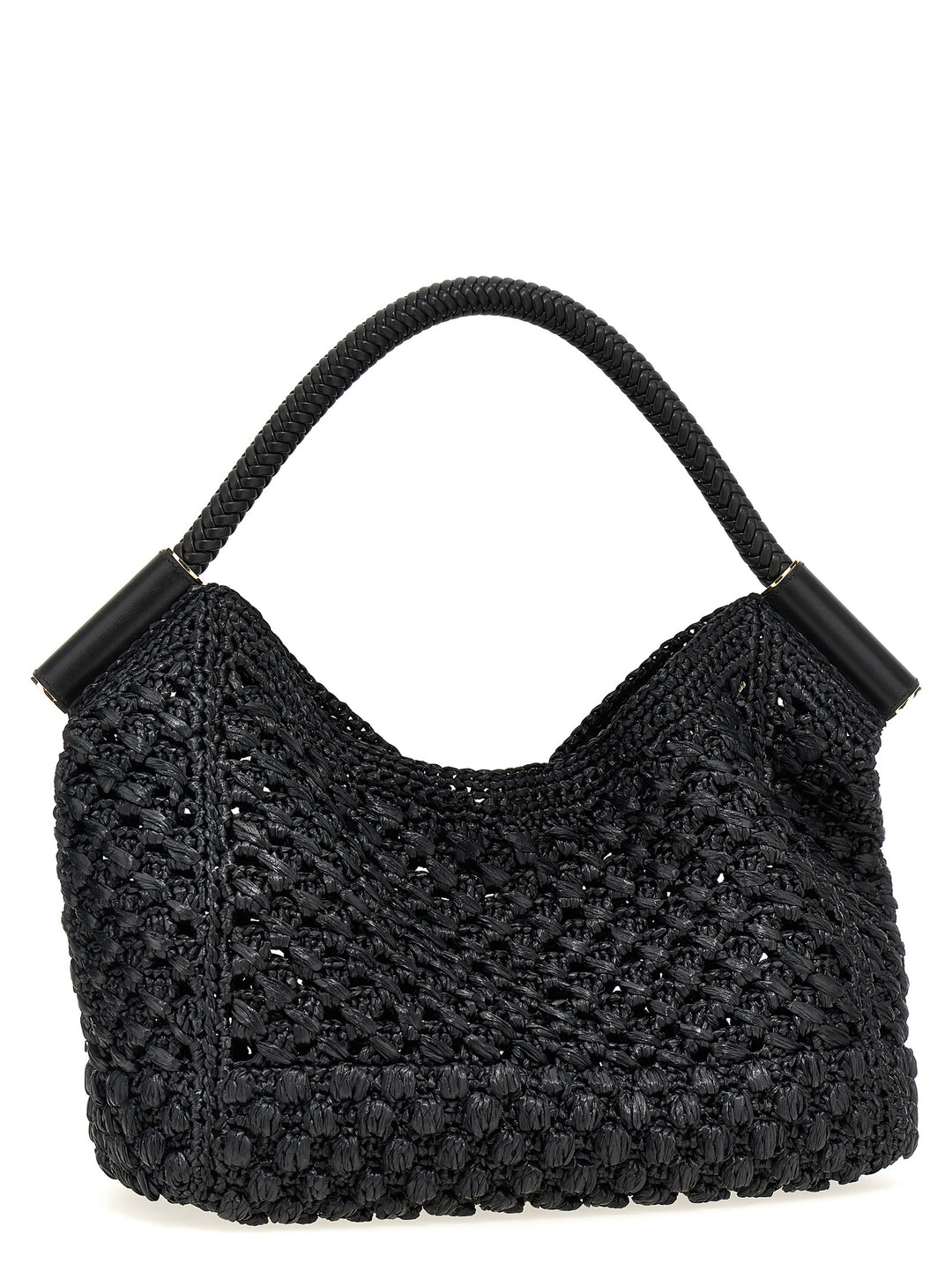 Raffia Shopping Bag Tote Bag Black