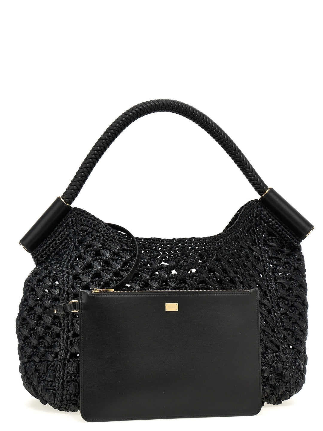 Raffia Shopping Bag Tote Bag Black