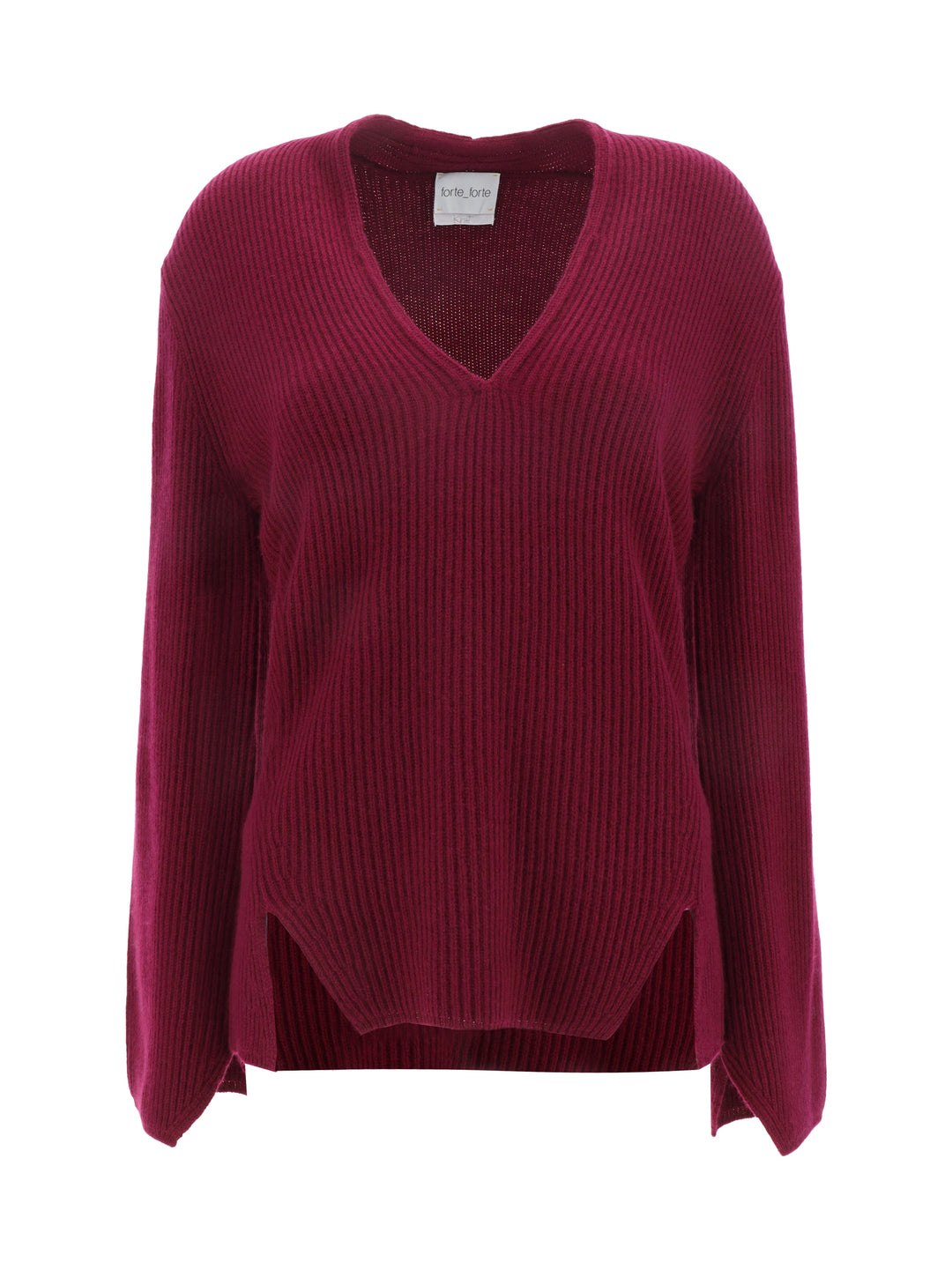 CASHMERE WOOL RIBBED V NECK SWEATER