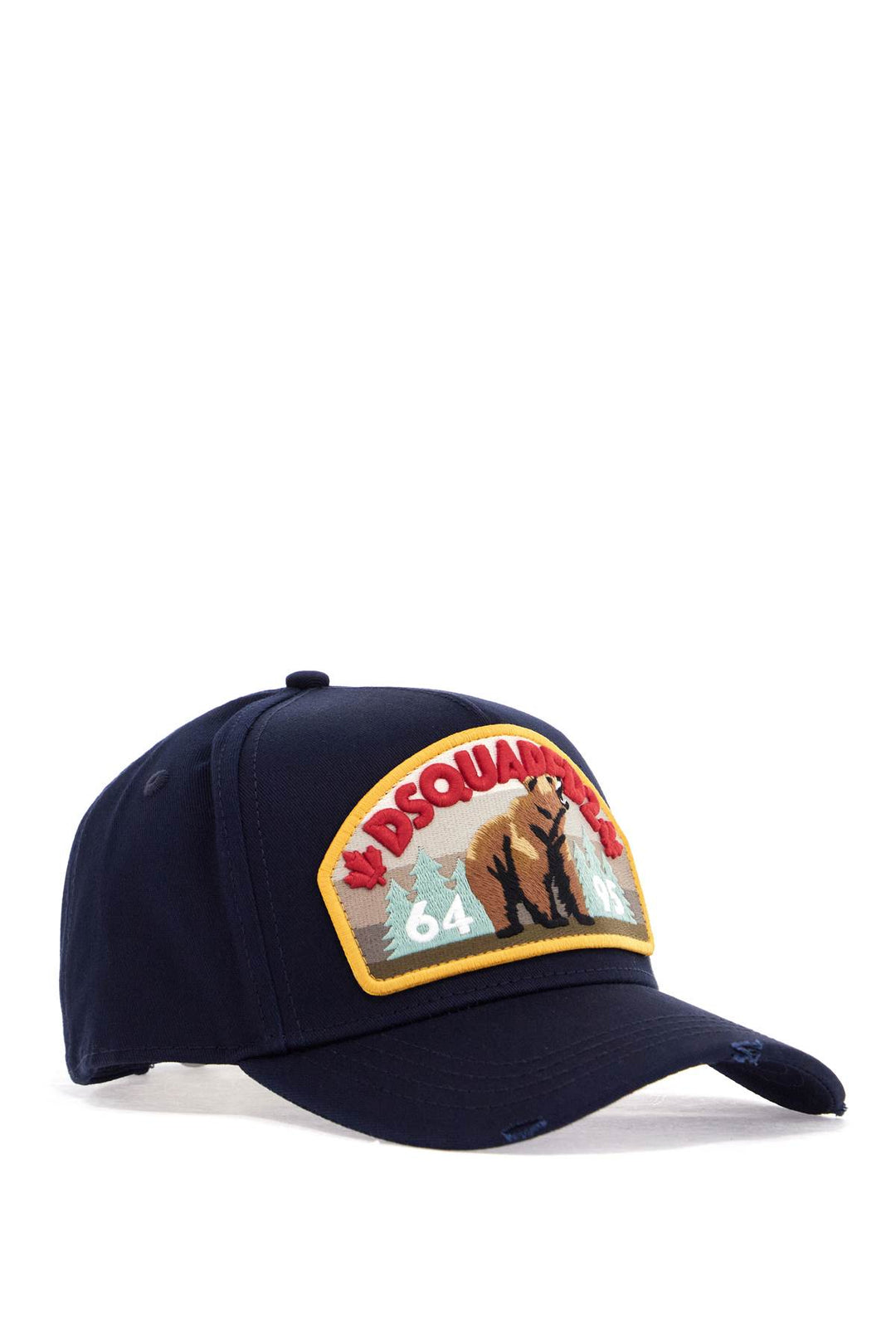 Navy Blue Cotton Adjustable Baseball Cap With Embroidered Patch