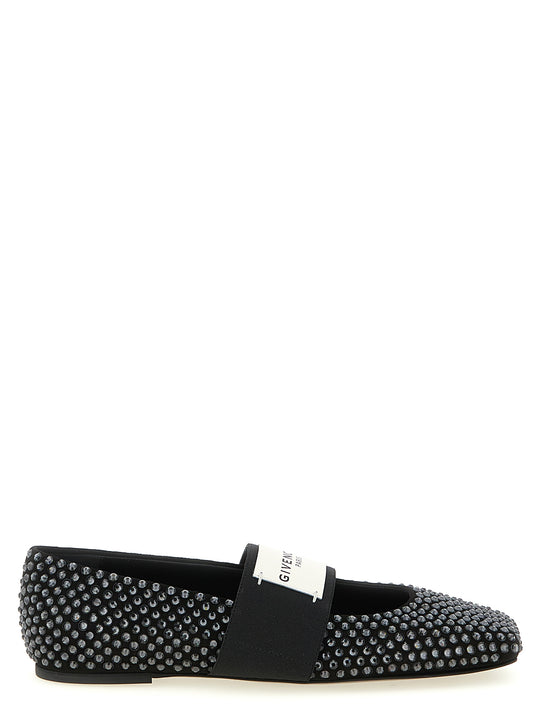 Sliced Square Flat Shoes Black