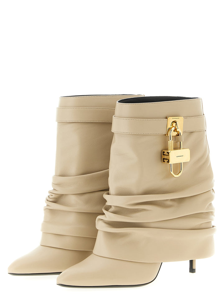 Givenchy Shark Lock Stiletto Boots and Ankle Boots - Beige | 630299308beed6e47c8f9bbfcc70000bf047889d