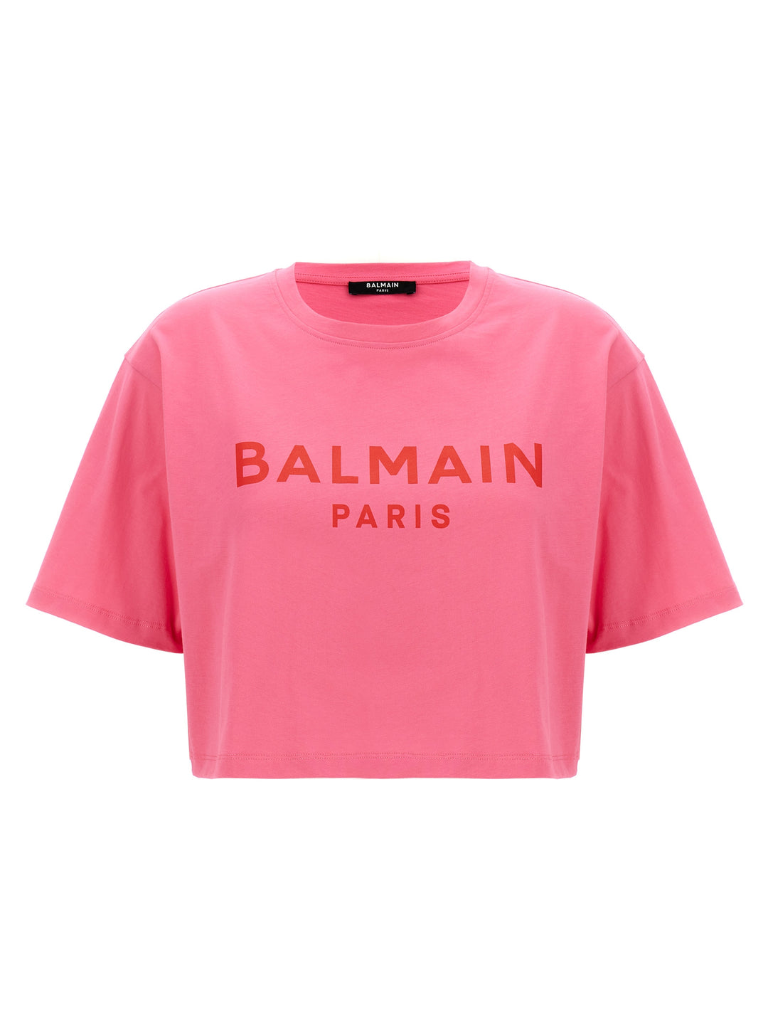 Logo Print Cropped T-Shirt Fuchsia