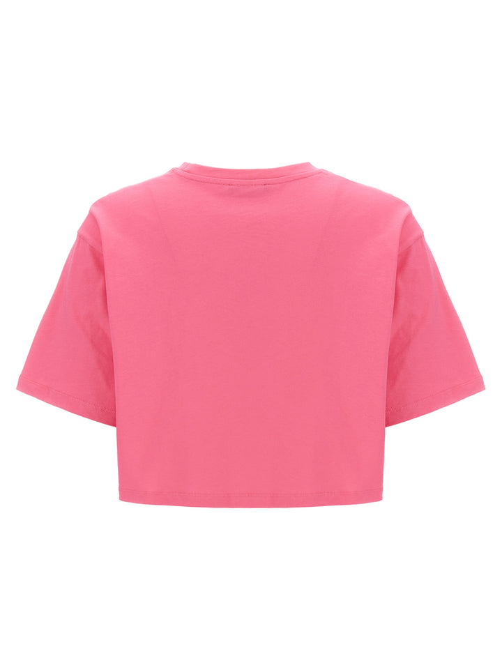 Logo Print Cropped T-Shirt Fuchsia