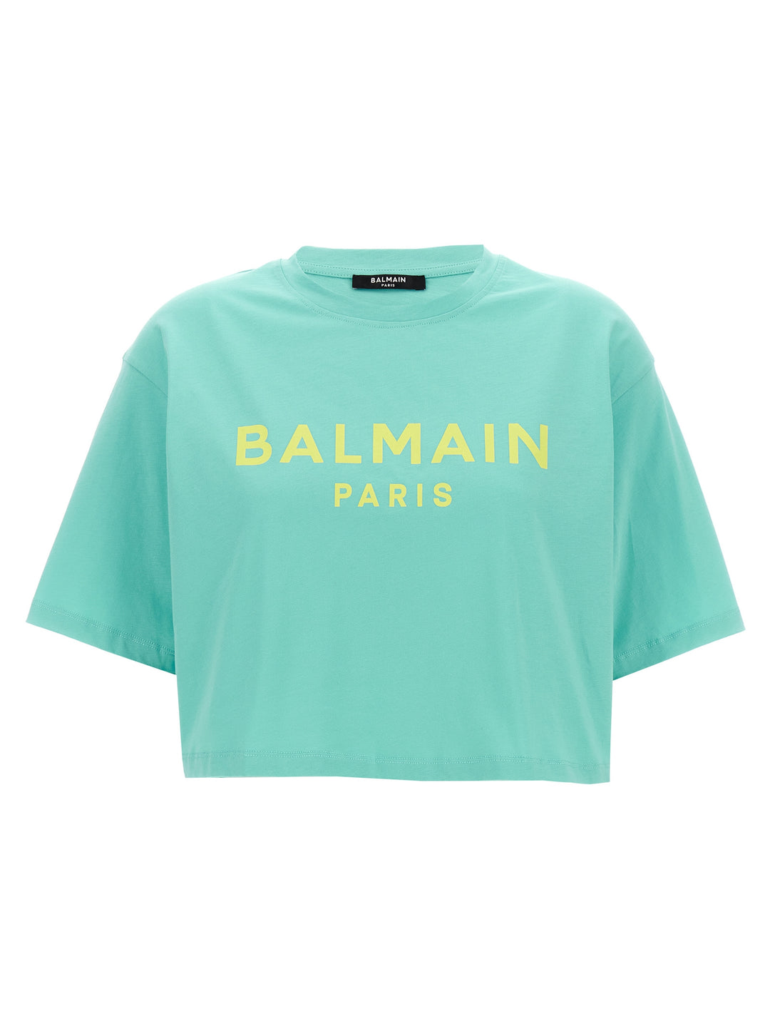 Logo Print Cropped T-Shirt Light Blue