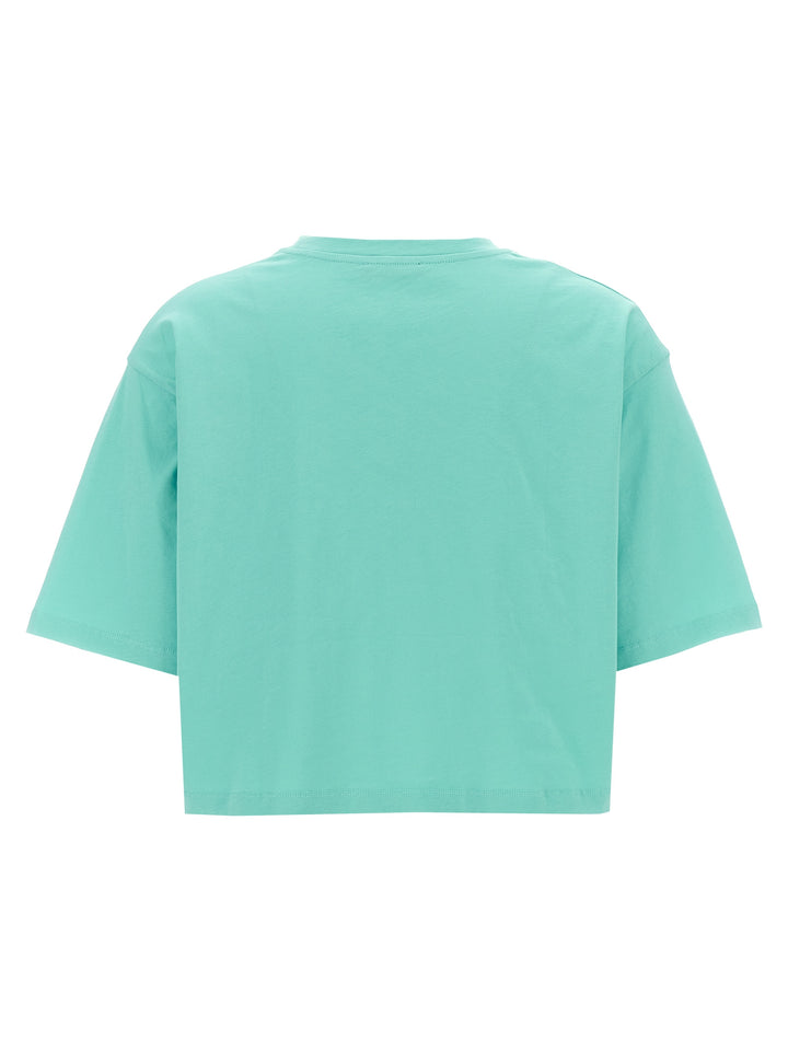 Logo Print Cropped T-Shirt Light Blue