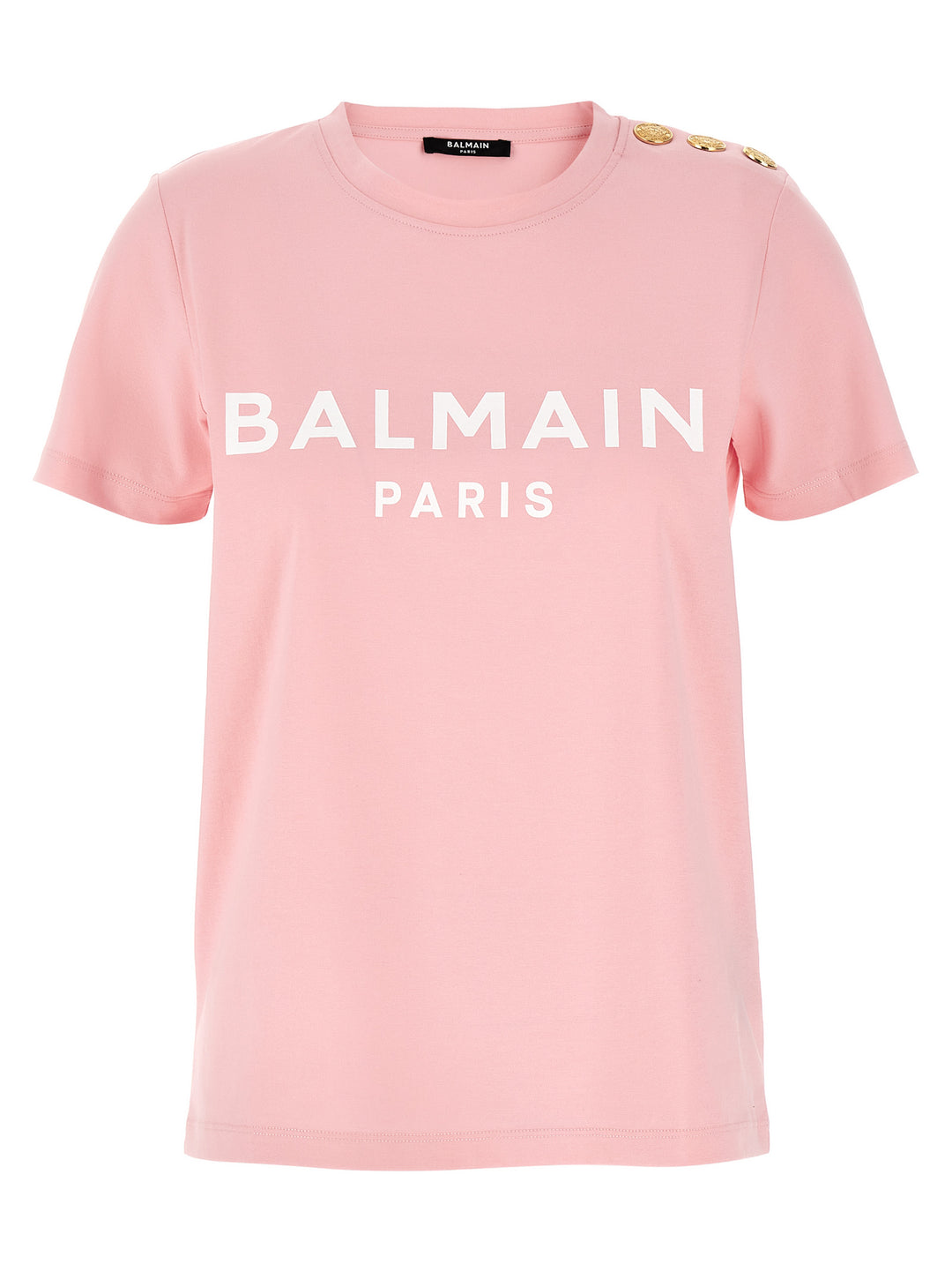 Balmain Gold Button T-shirt - Pink | 0ecbb4100cdc3e7364a42e4fa9132454bb0bf700