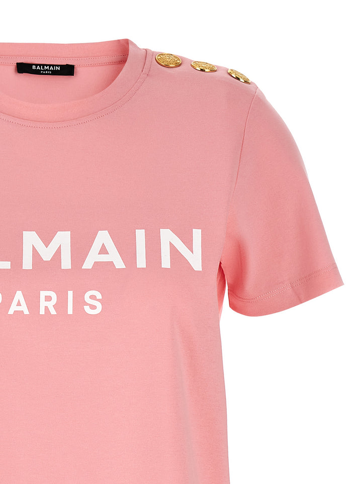 Gold Button T-Shirt Pink