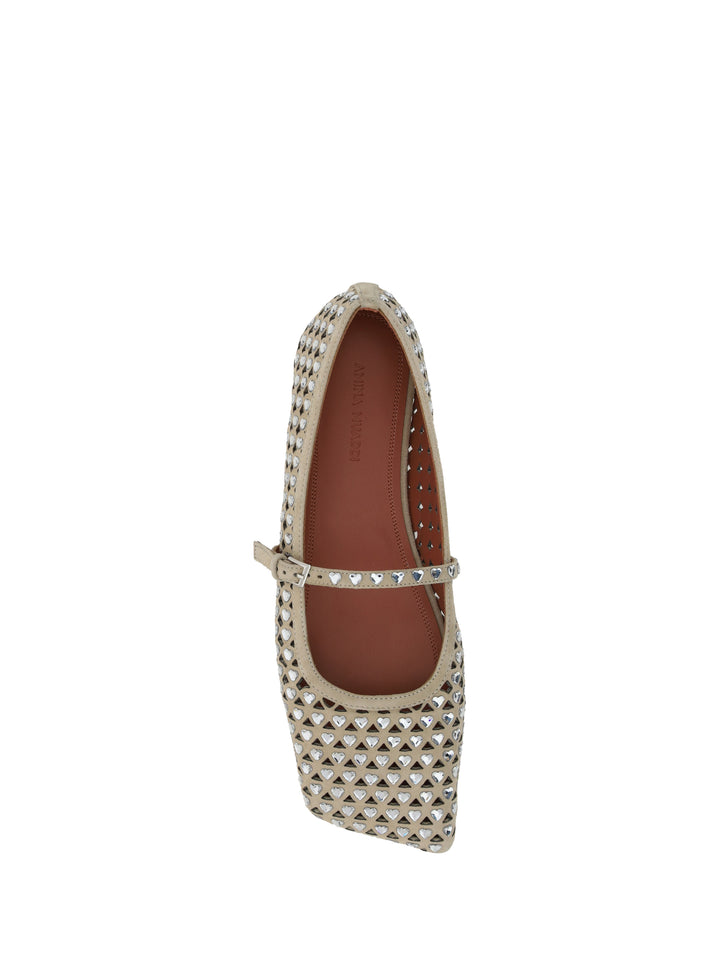 ANE CRYSTAL HEART FLAT SHOES