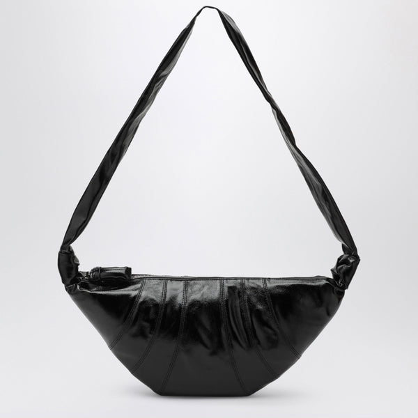 Medium Croissant Bag In Black Coated Cotton