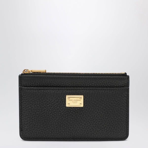 Black Dauphine Calf Leather Card Holder