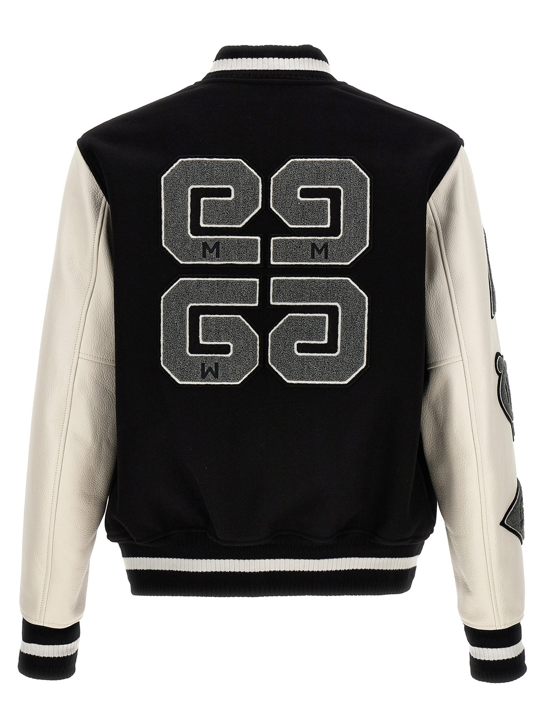 Patches And Embroidery Bomber Jacket Casual Jackets, Parka White/Black