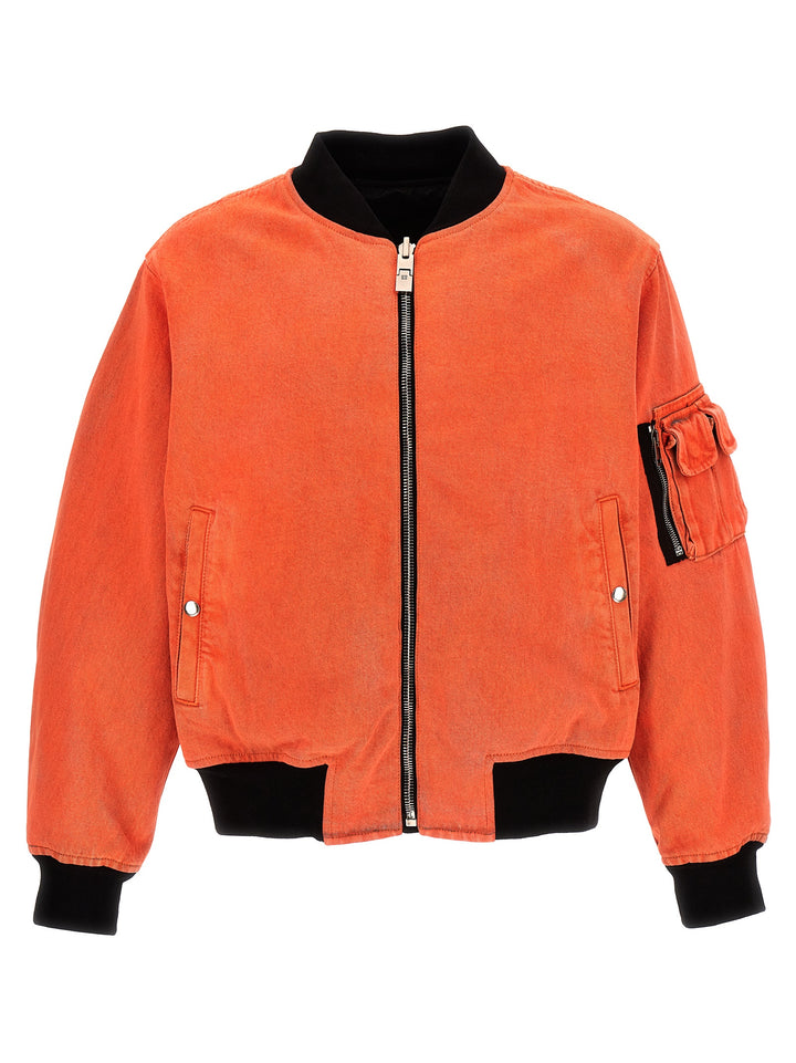 Nylon Reversible Denim Bomber Jacket Casual Jackets, Parka Orange