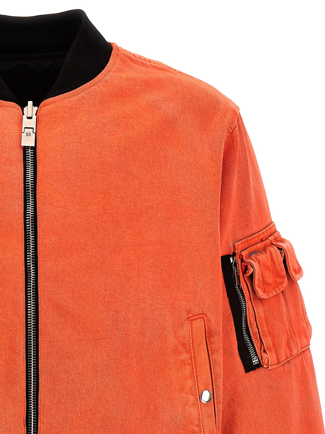 Nylon Reversible Denim Bomber Jacket Casual Jackets, Parka Orange