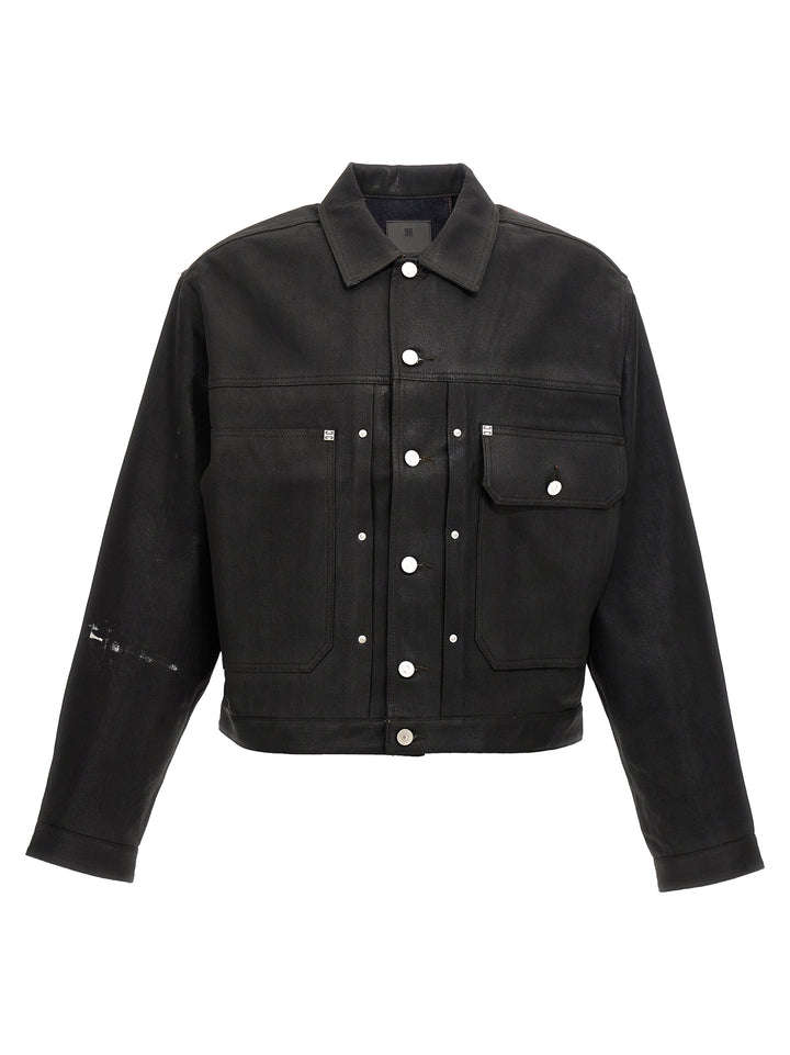 Coated Denim Jacket Casual Jackets, Parka Black