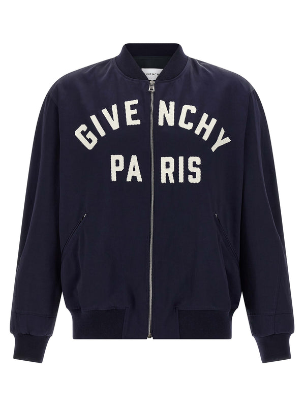 Logo Bomber Jacket Puffer Jackets Blue
