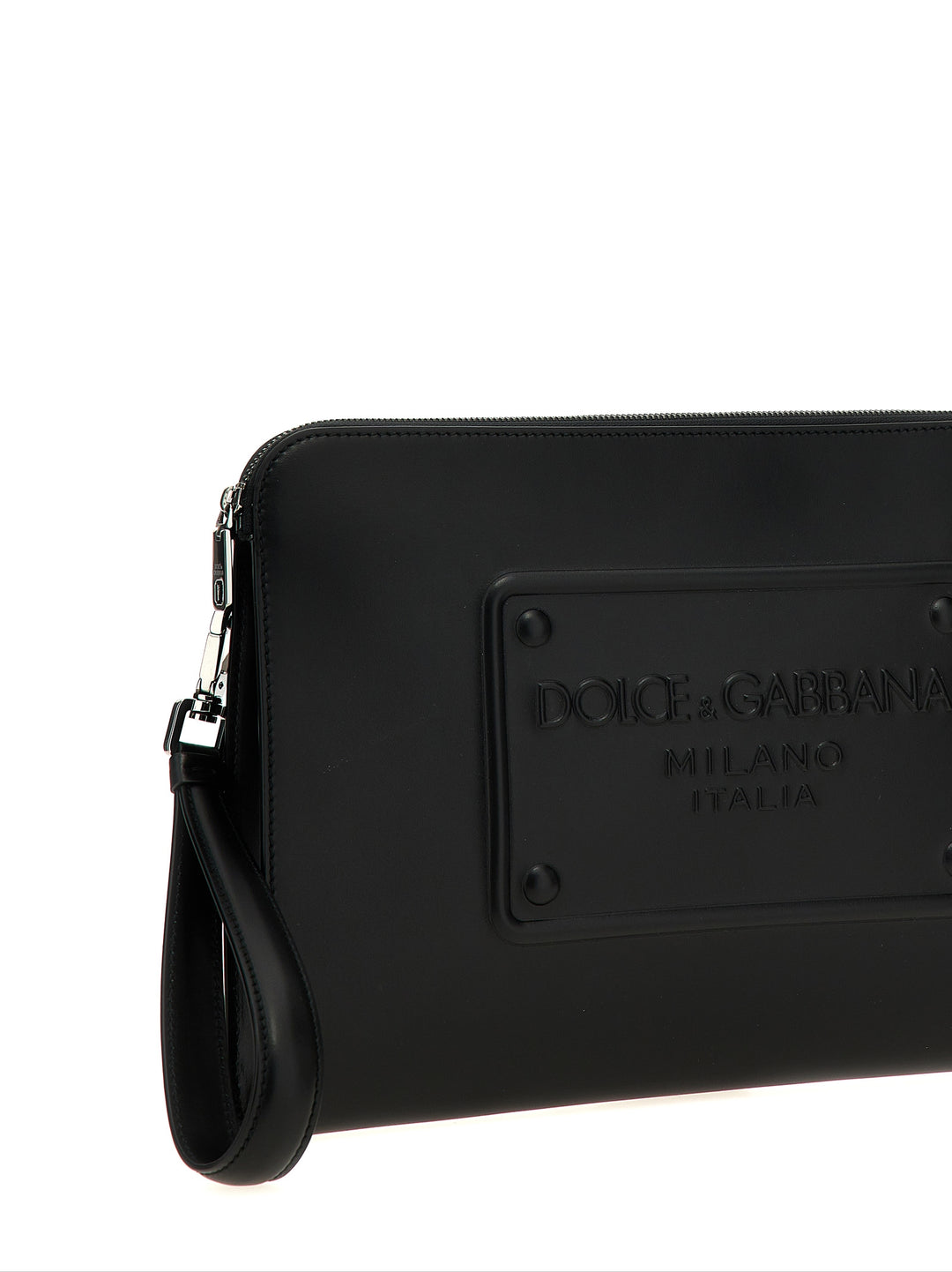 Dolce & Gabbana Large Plaque Pouch Clutch - Black | edae1ad6eab57dd172ea89860fd2d0acacad1a9a