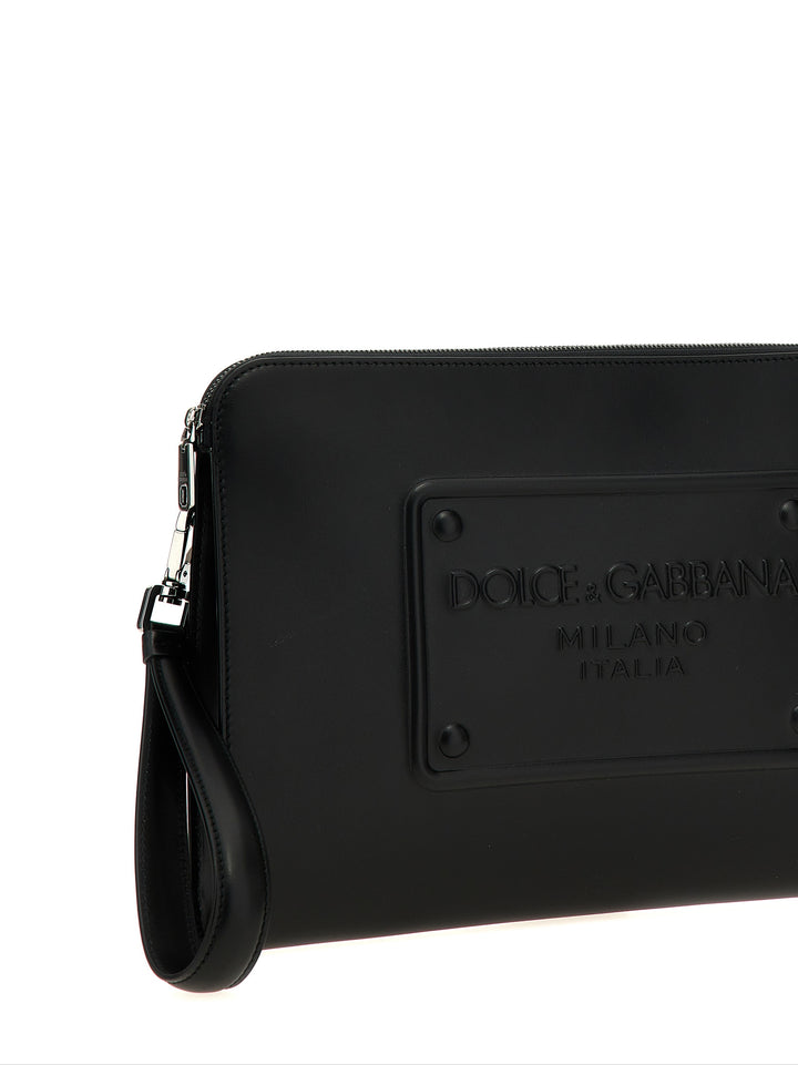 Dolce & Gabbana Large Plaque Pouch Clutch - Black | edae1ad6eab57dd172ea89860fd2d0acacad1a9a