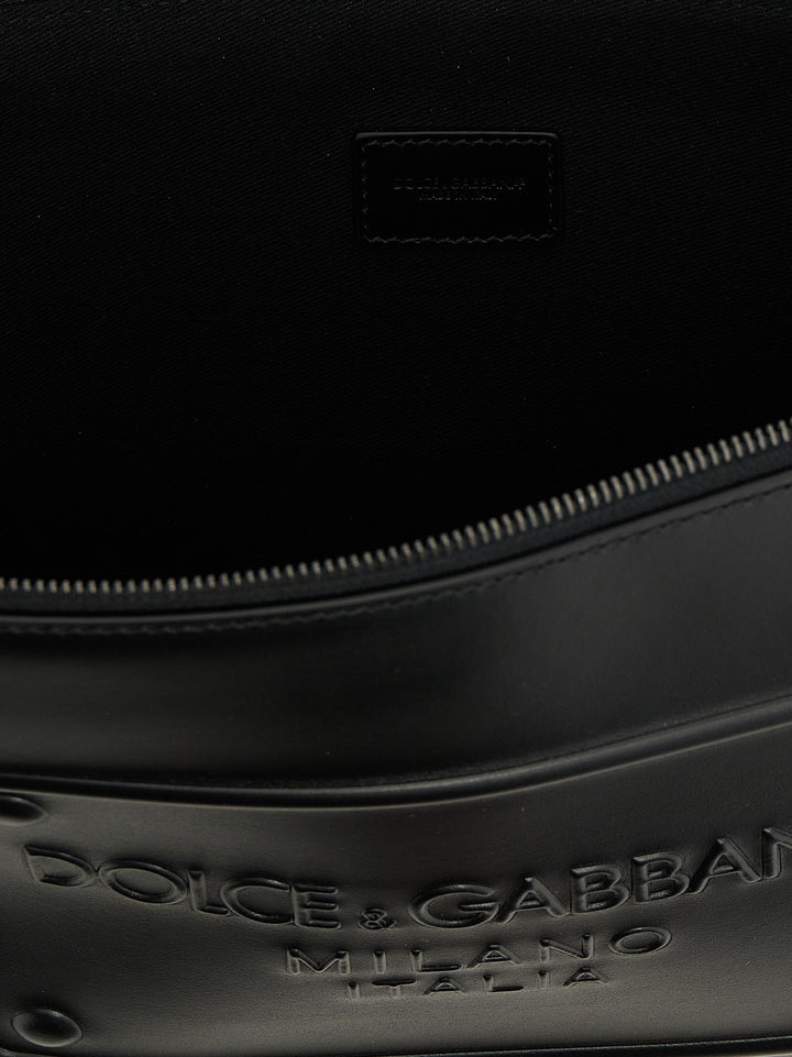 Dolce & Gabbana Large Plaque Pouch Clutch - Black | 13f42562b2a453e5e0dad849a0f6d71d9c5ad576