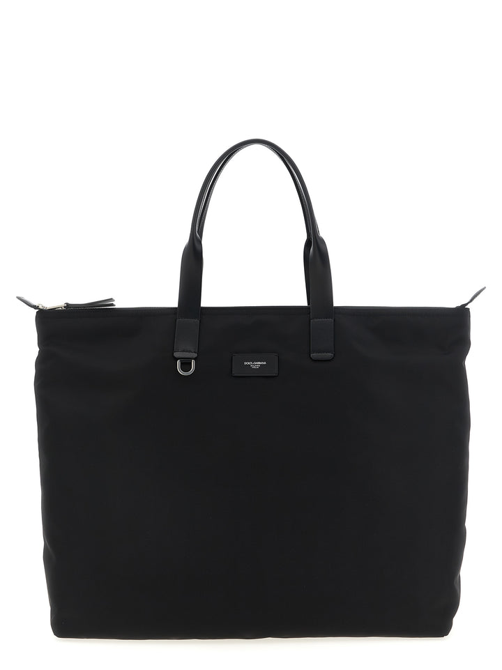 Dolce & Gabbana Big Logo Patch Shopping Bag Tote Bag - Black | dd662cd8924d4cf63e9dea31864ae62970baee13