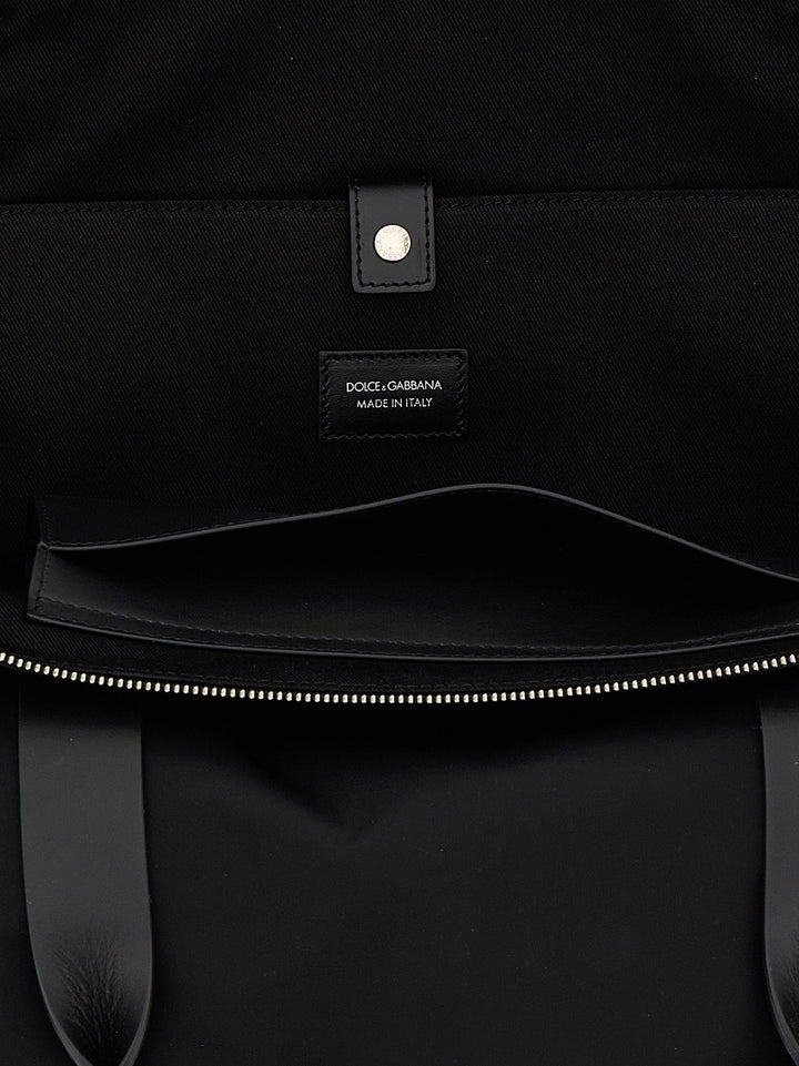 Dolce & Gabbana Media Logo Patch Shopping Bag Tote Bag - Black | f96e6c0dcbe061947ec8fd4f0f4eb93a57075bc8