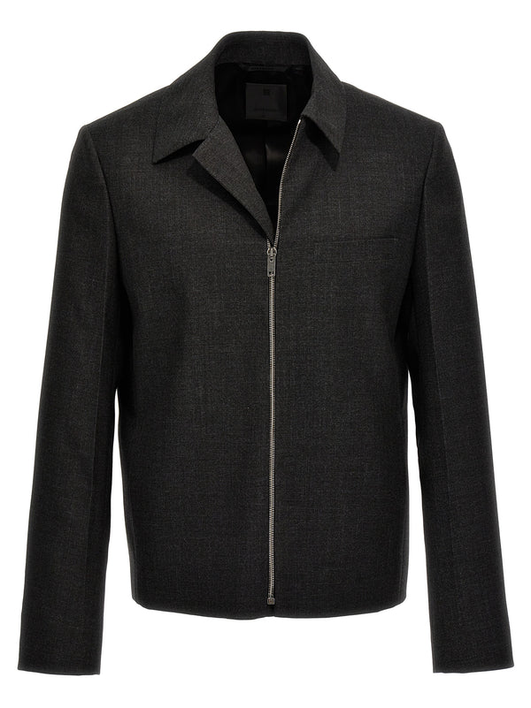 Structured Blouson Puffer Jackets Gray