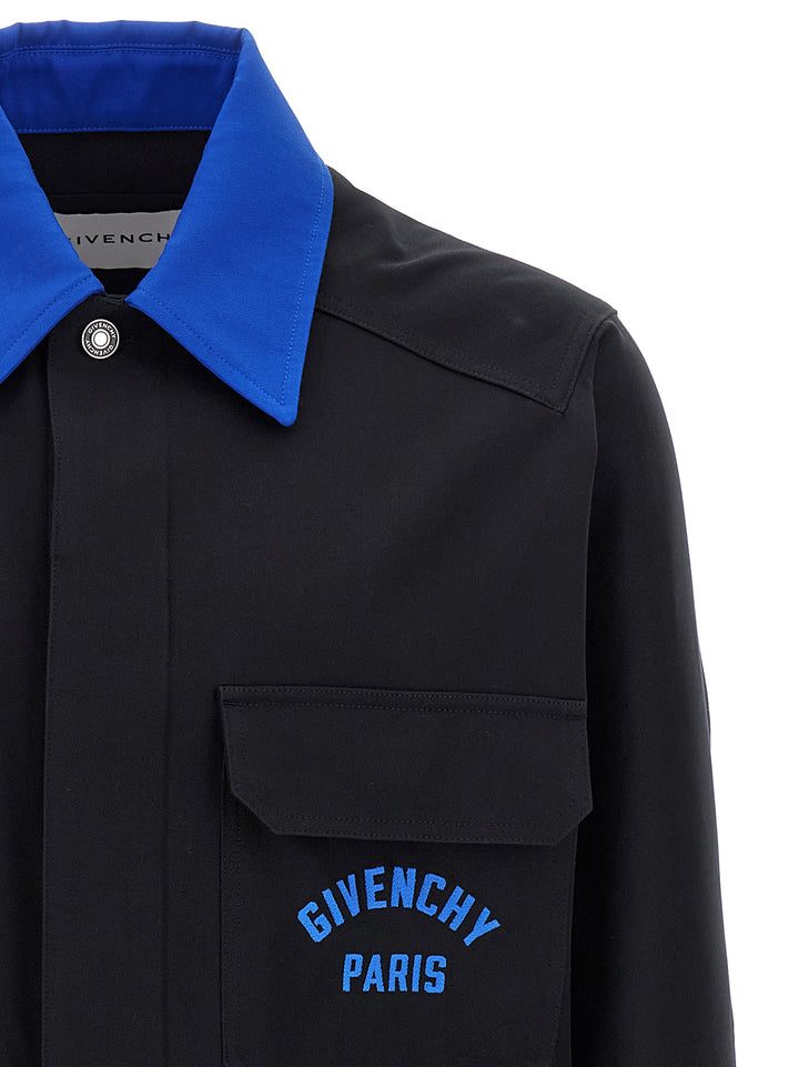 Givenchy Logo Embroidery Overshirt Puffer Jackets - Blue | d5e4742aa4ddb03e6d47c7eb081910f534d9715e
