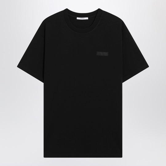 Black Cotton T-Shirt With Logo Patch